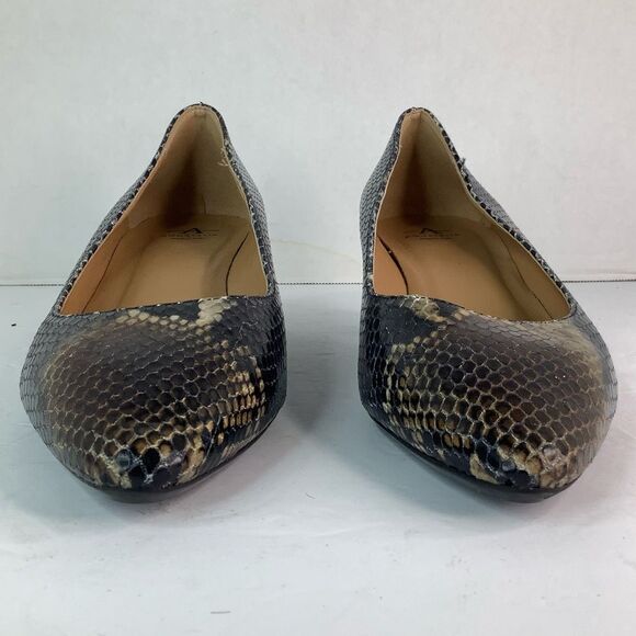 Aquatalia Pasha Pump Pointy Toe Block Heel Snake Print Leather Shoes Sz  9